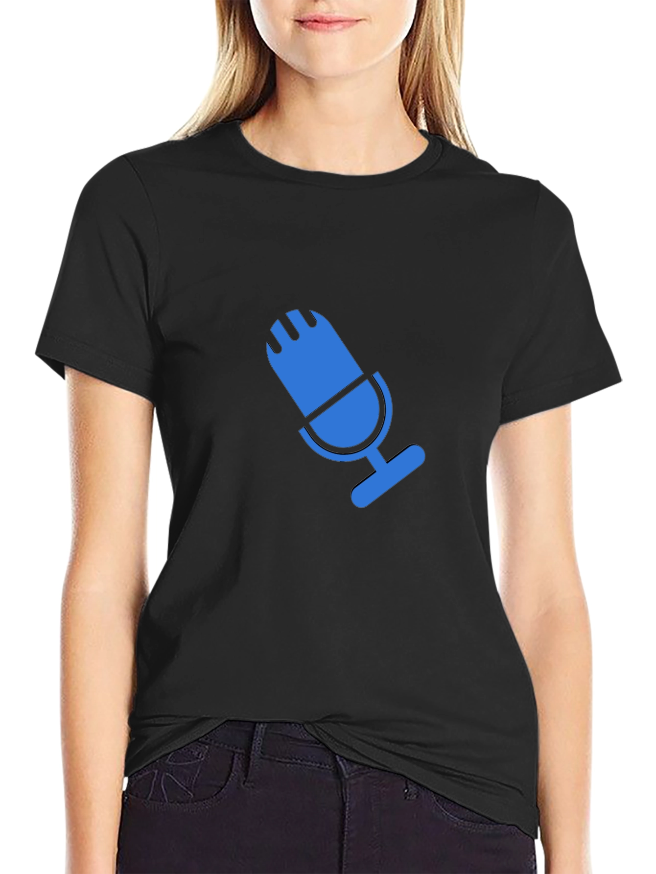Blue Microphone Graphic Black T-Shirt