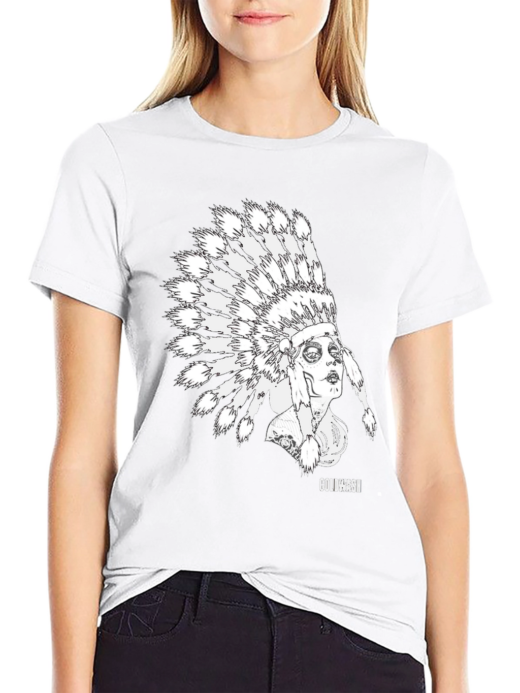 Black Coldwash Chief Headdress Graphic Tee