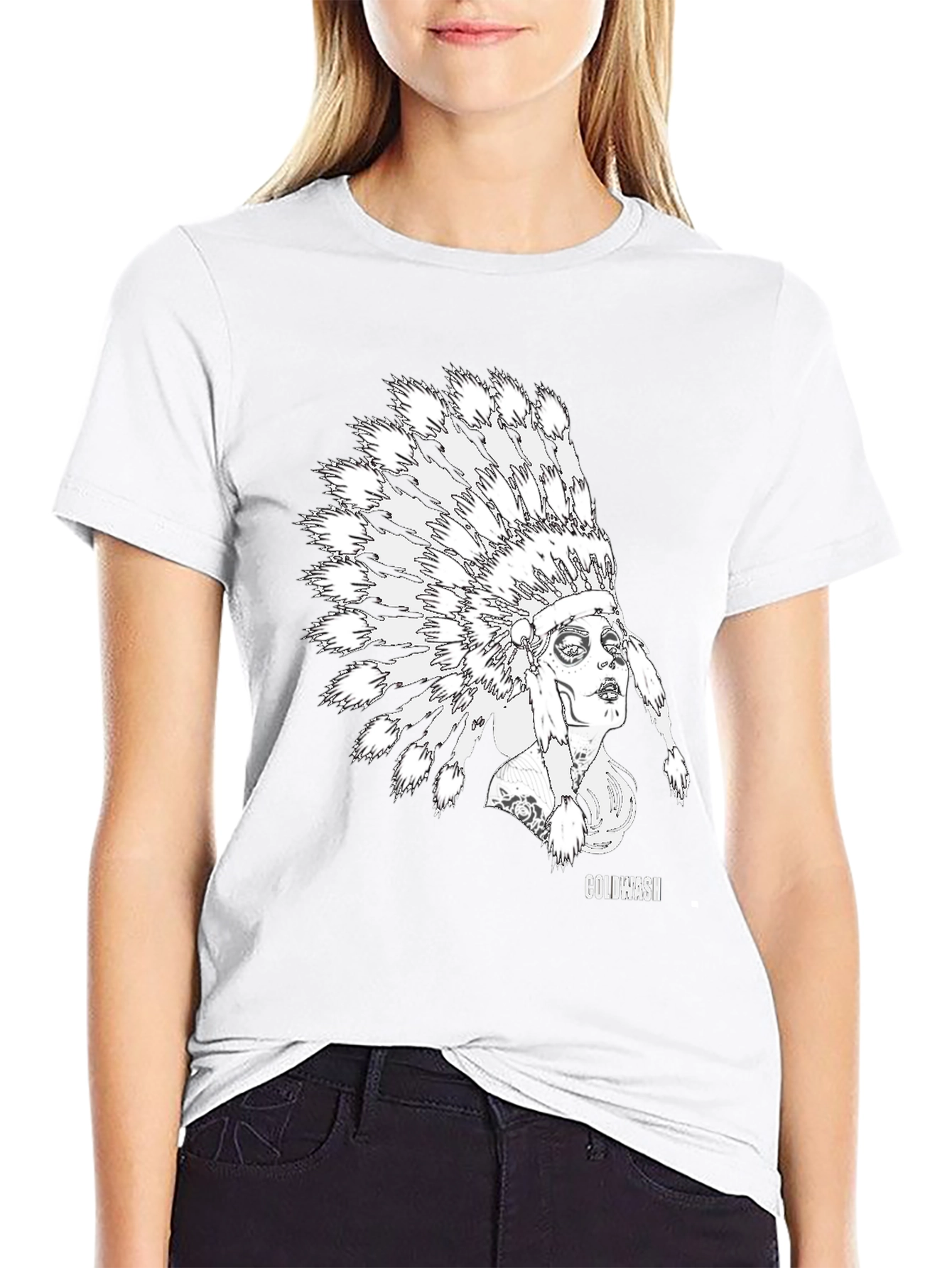 Black Coldwash Chief Headdress Graphic Tee