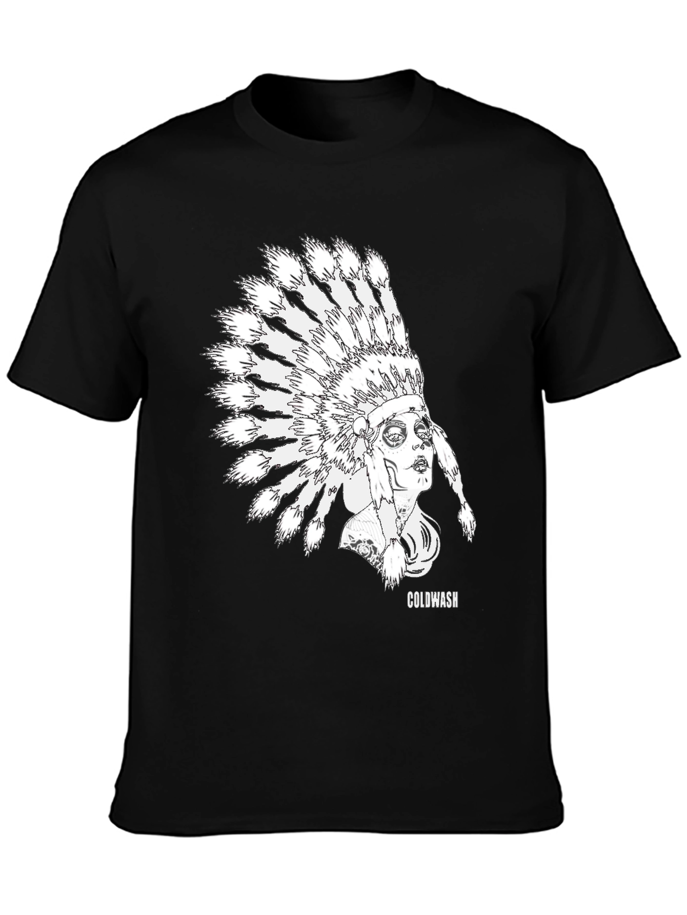 Black Coldwash Chief Headdress Graphic Tee