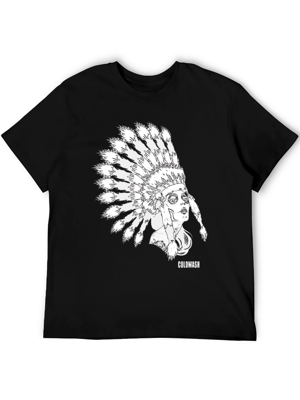 Black Coldwash Chief Headdress Graphic Tee