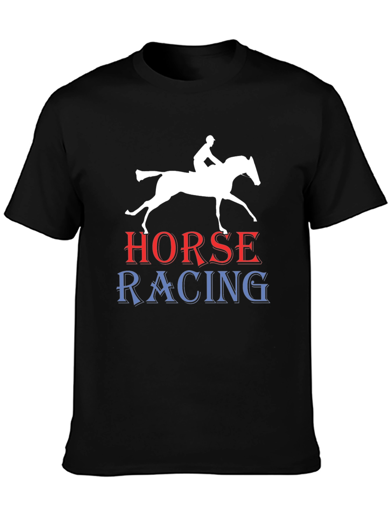 Horse Racing Graphic Tee - Black Cotton T-Shirt