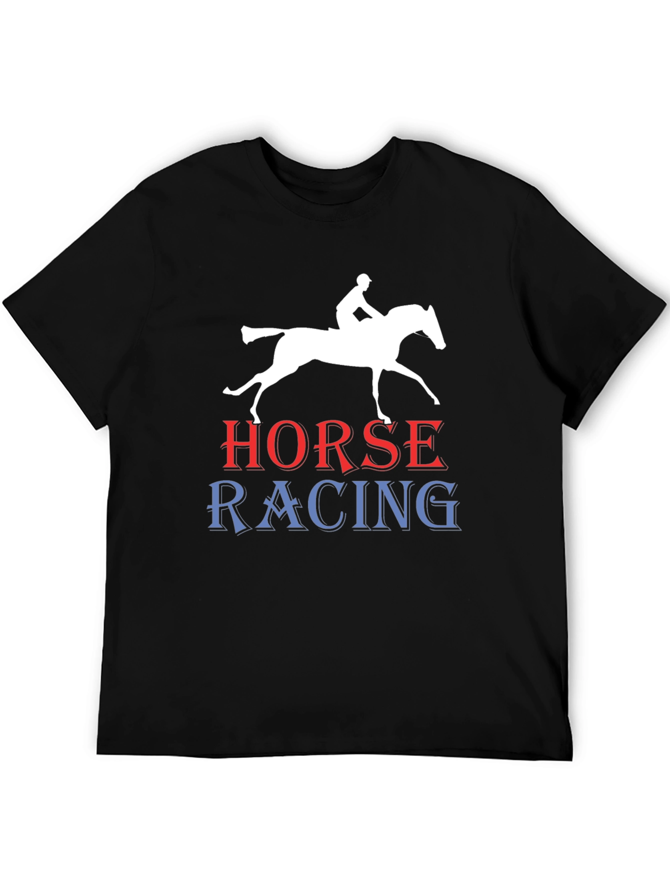 Horse Racing Graphic Tee - Black Cotton T-Shirt