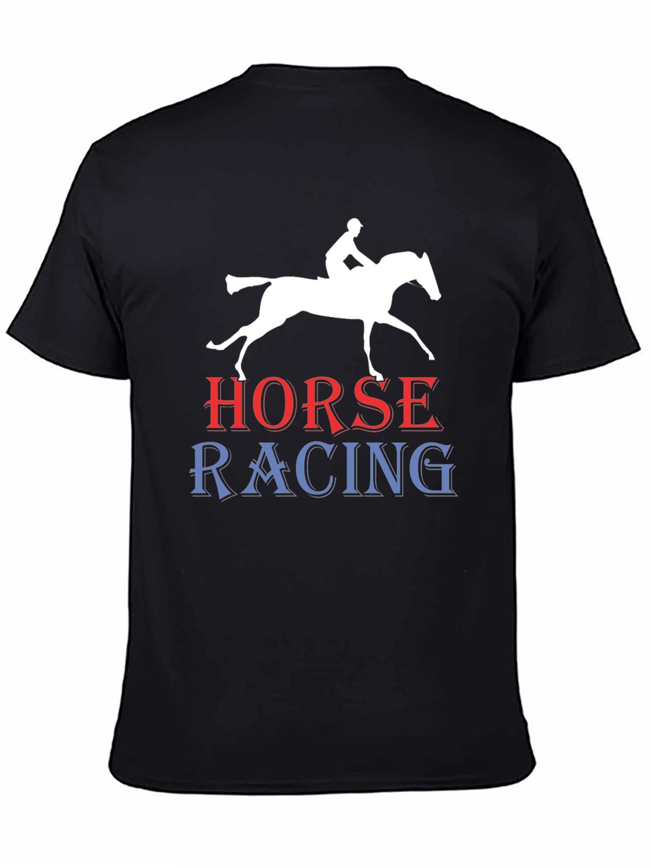 Horse Racing Graphic Tee - Black Cotton T-Shirt