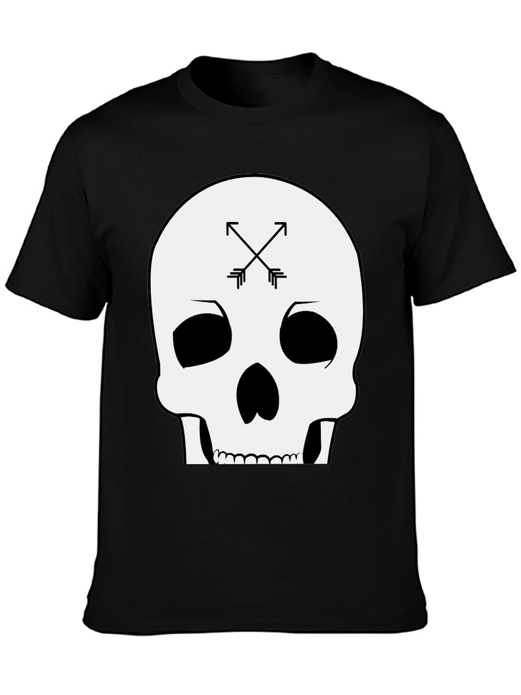 Skull & Arrows Graphic Tee - Black Cotton T-Shirt