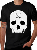 Skull & Arrows Graphic Tee - Black Cotton T-Shirt