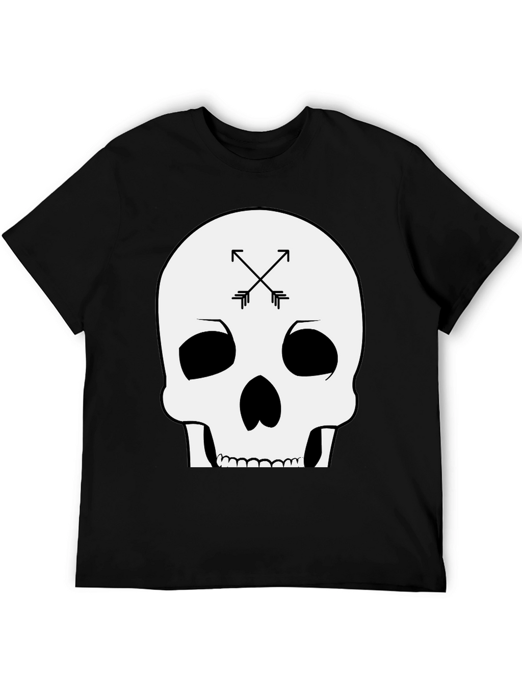Skull & Arrows Graphic Tee - Black Cotton T-Shirt