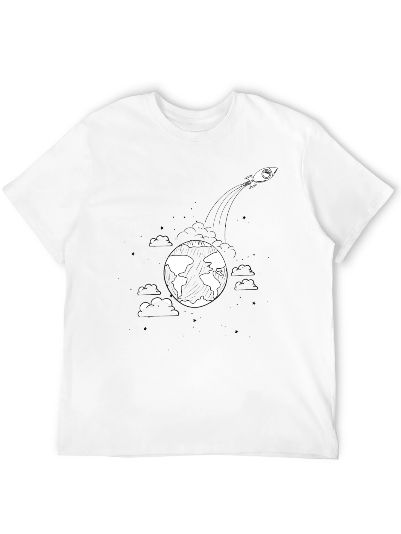 Earth Orbit Rocket Black T-Shirt