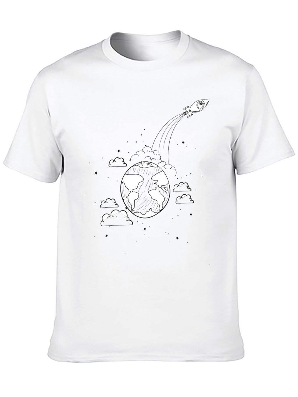 Earth Orbit Rocket Black T-Shirt