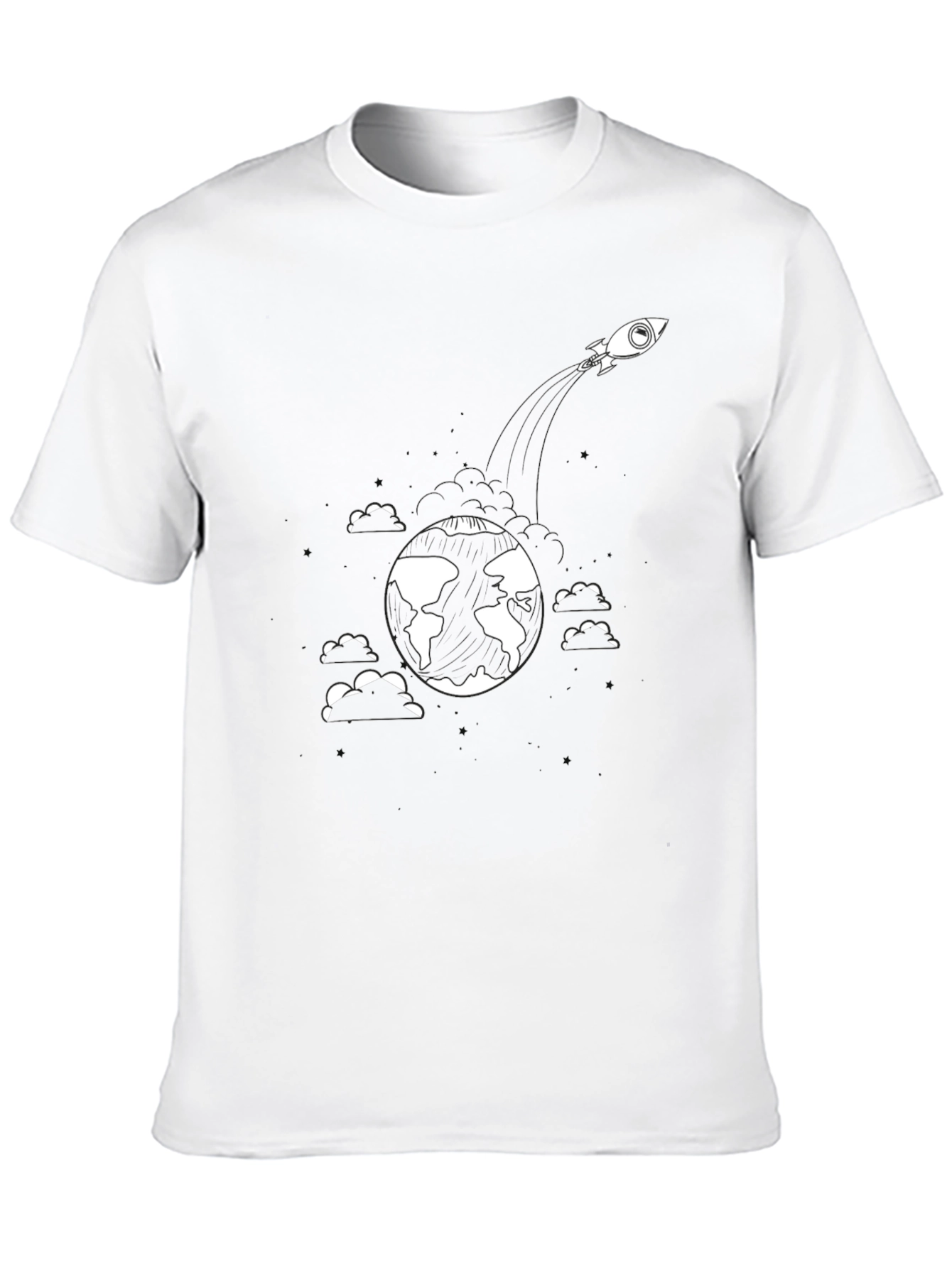 Earth Orbit Rocket Black T-Shirt