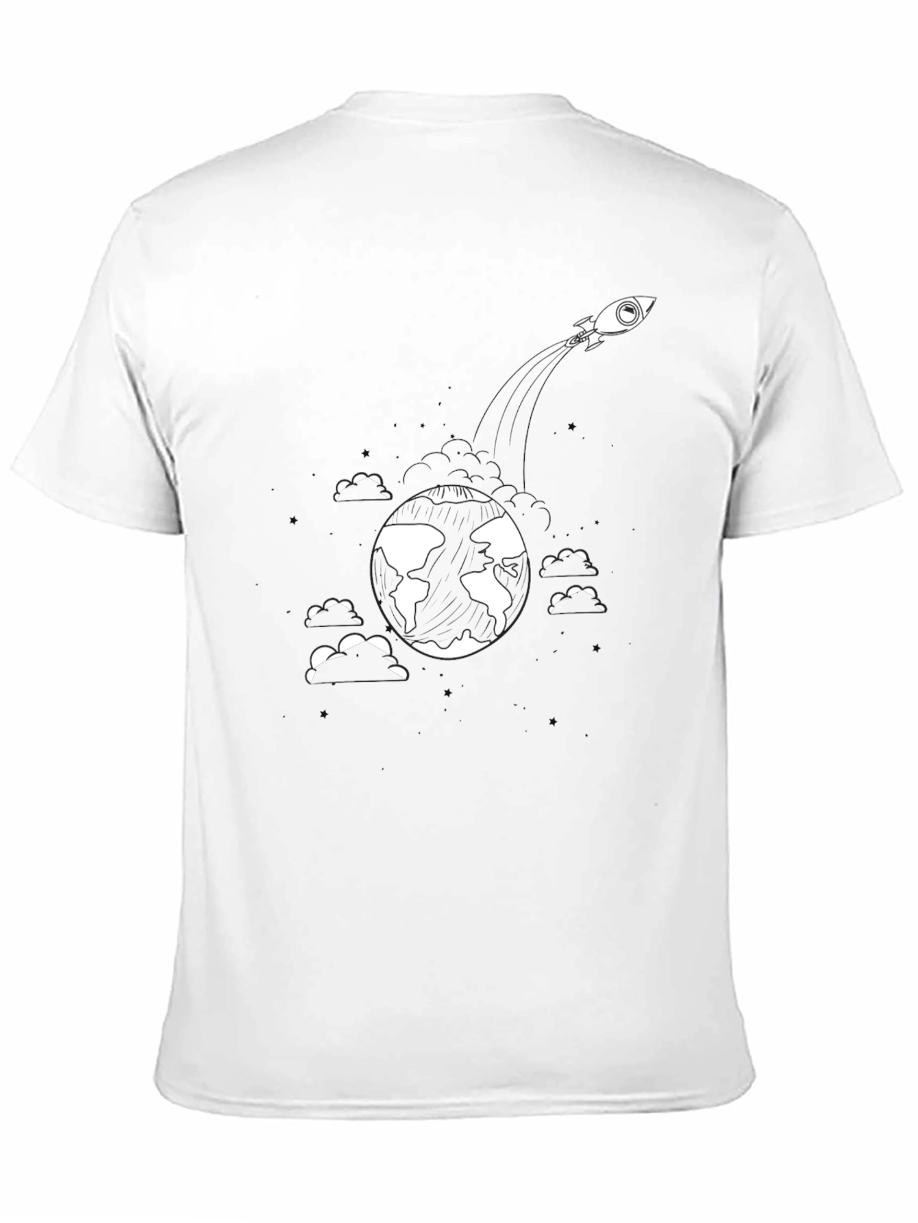 Earth Orbit Rocket Black T-Shirt