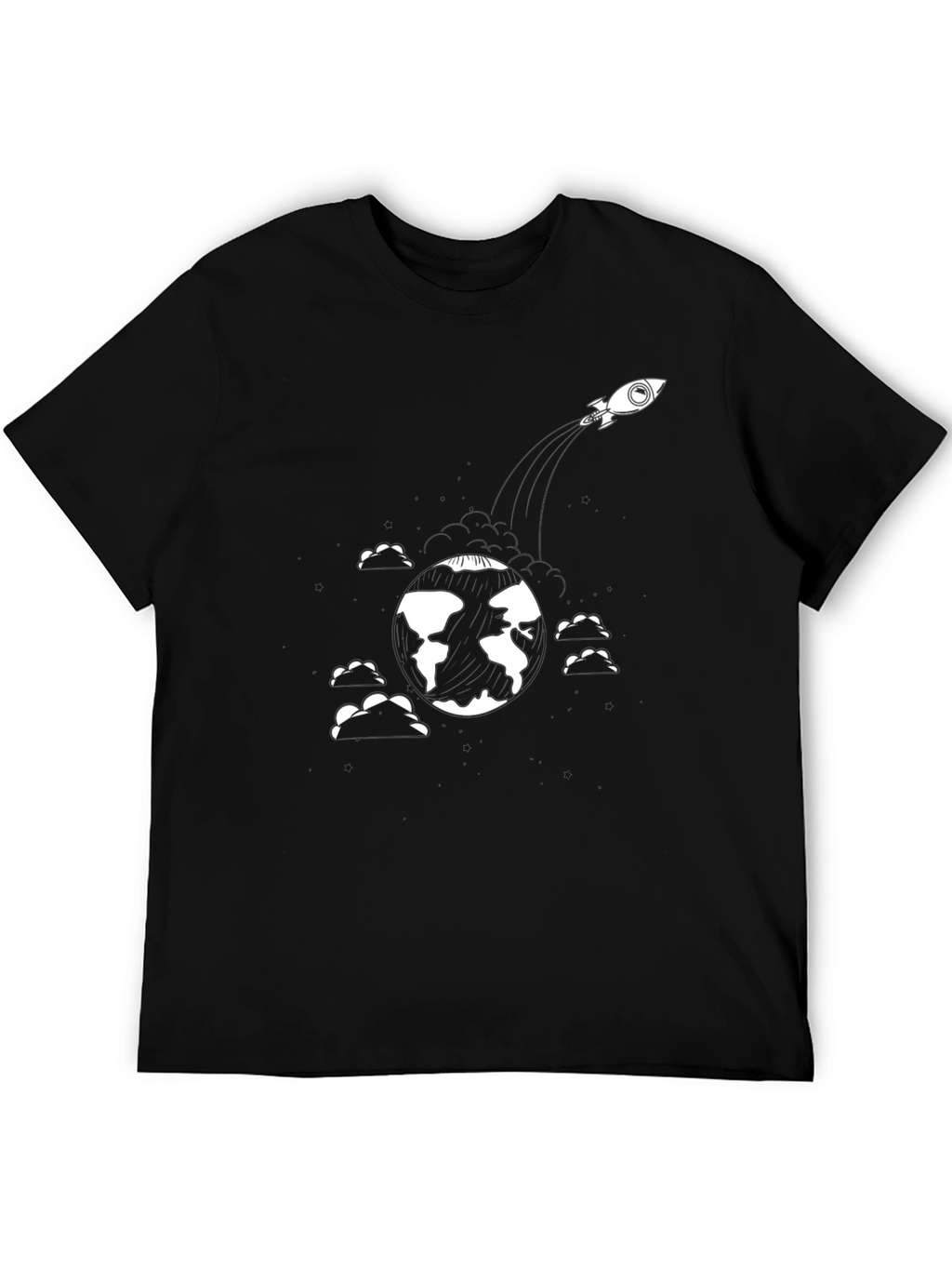 Earth Orbit Rocket Black T-Shirt