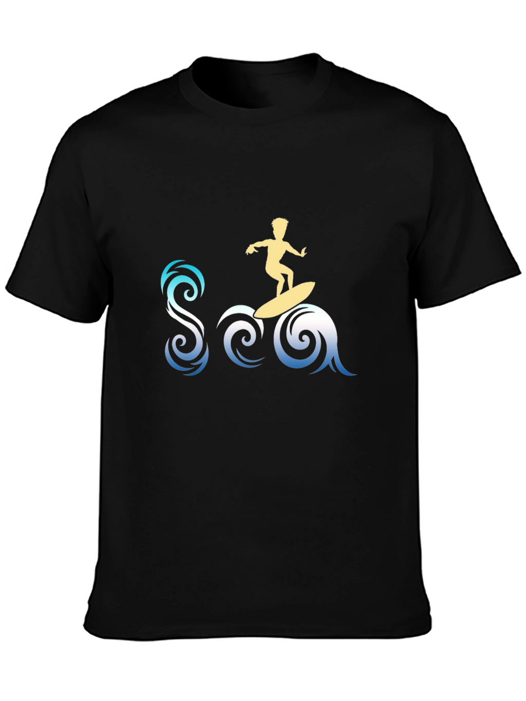 Surfer Sea Graphic Tee - Stylish Black T-Shirt
