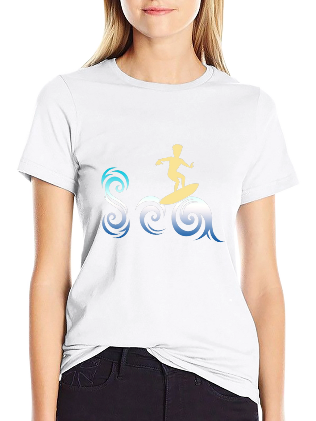 Surfer Sea Graphic Tee - Stylish Black T-Shirt