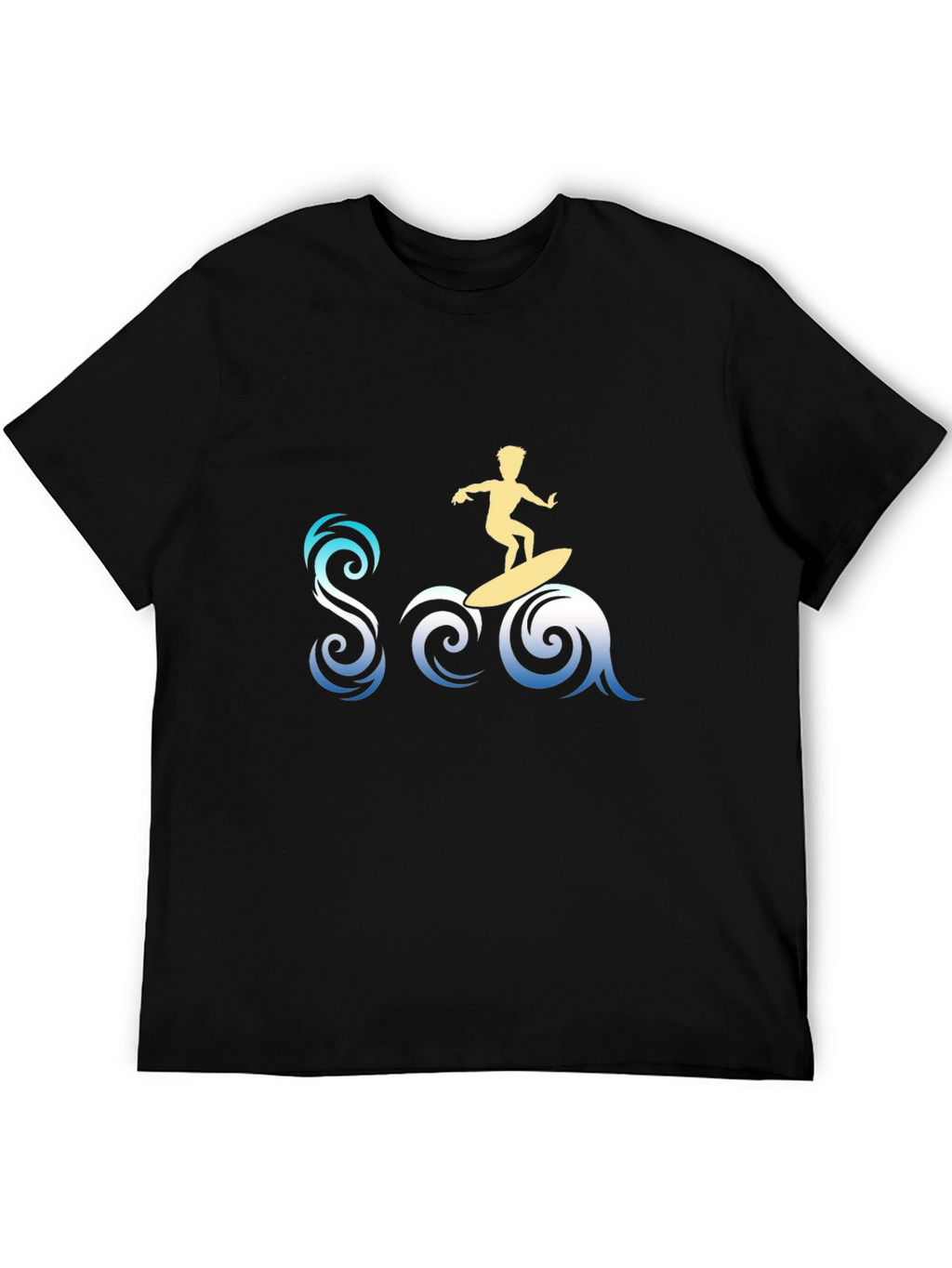 Surfer Sea Graphic Tee - Stylish Black T-Shirt