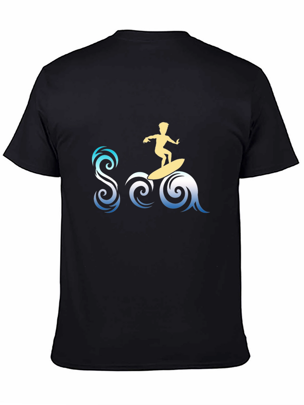 Surfer Sea Graphic Tee - Stylish Black T-Shirt