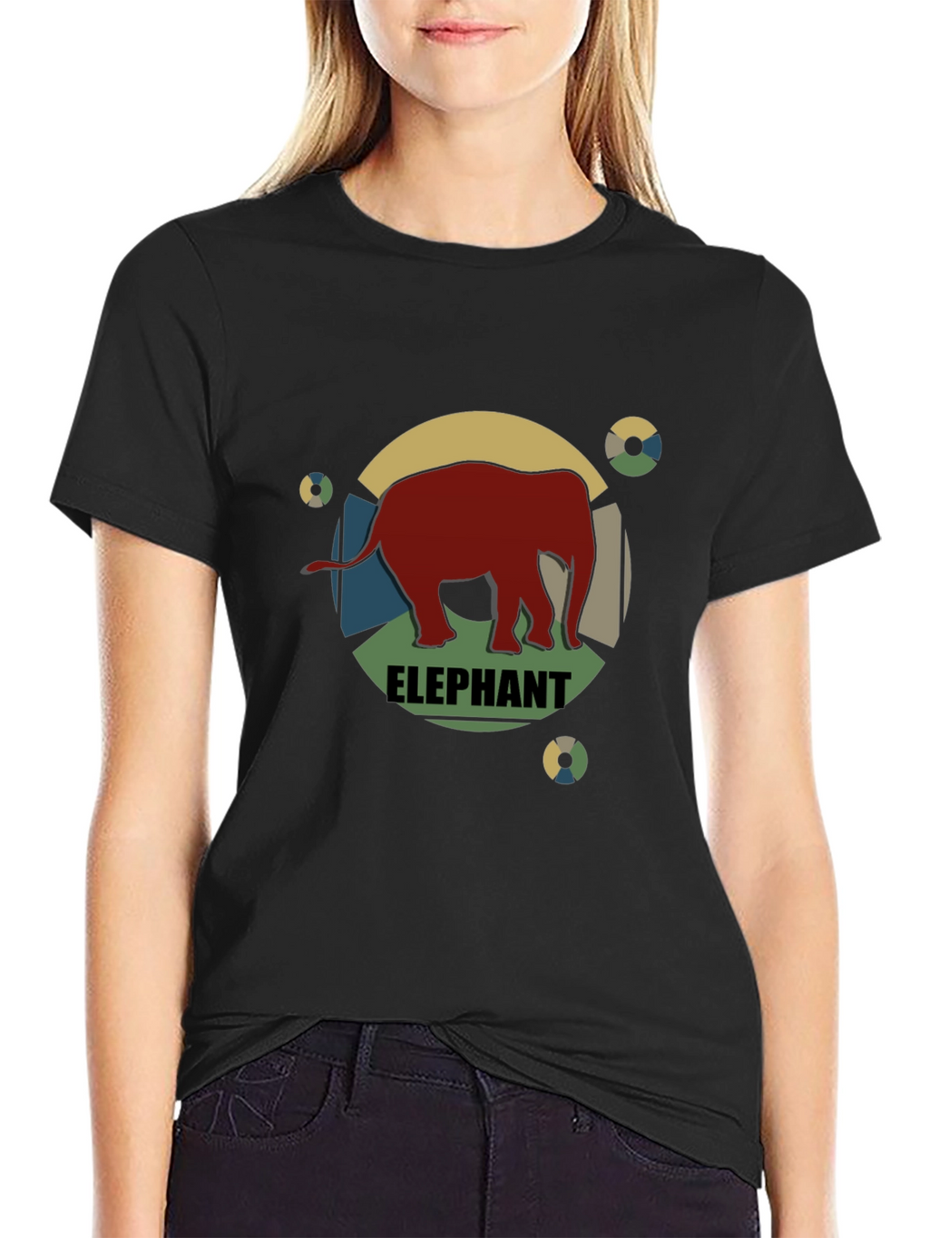 Retro Elephant Graphic Tee - Mens Black T-Shirt