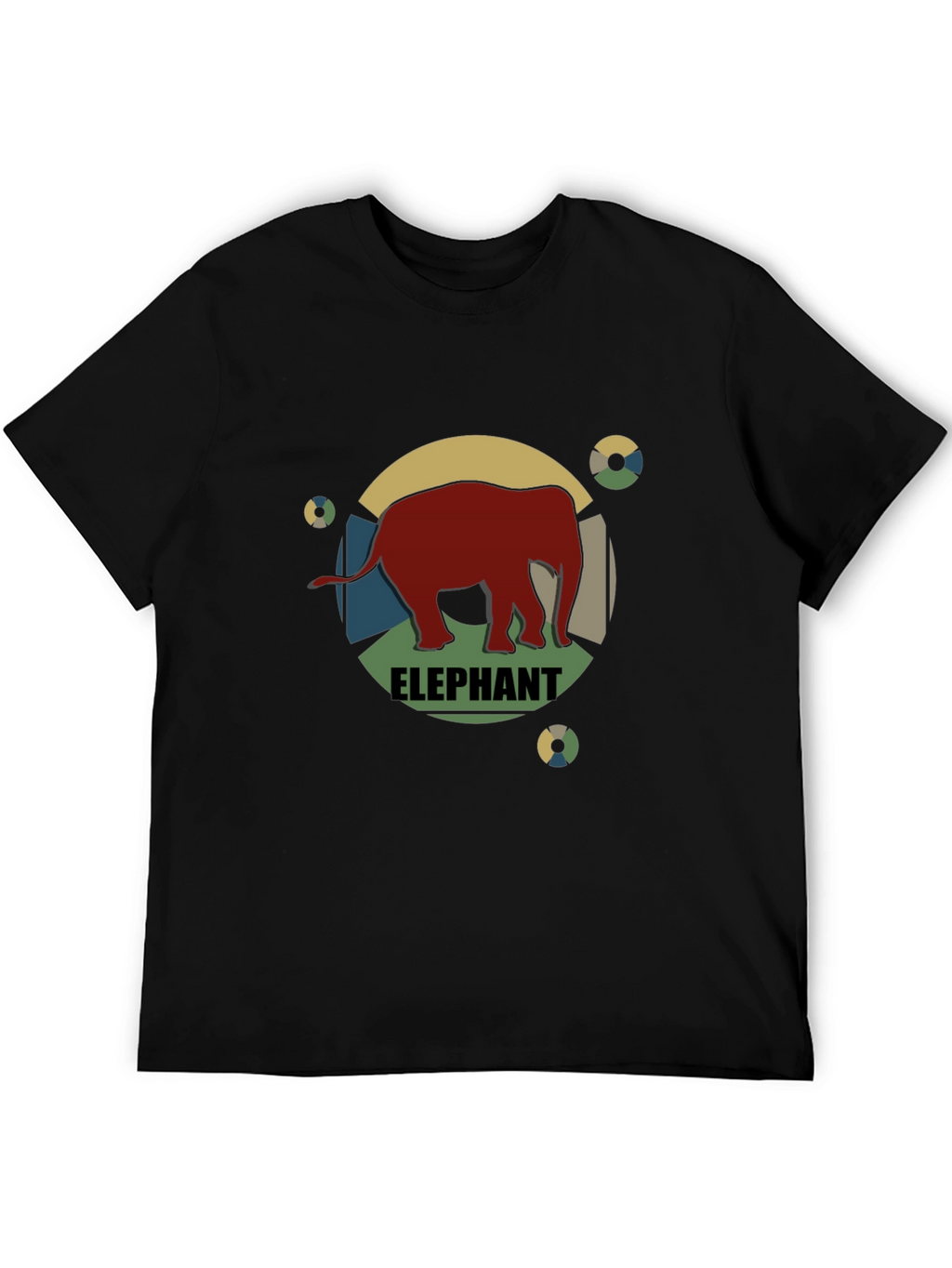 Retro Elephant Graphic Tee - Mens Black T-Shirt