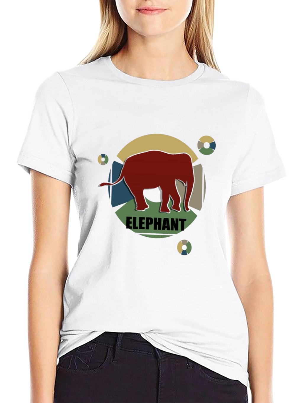 Retro Elephant Graphic Tee - Mens Black T-Shirt