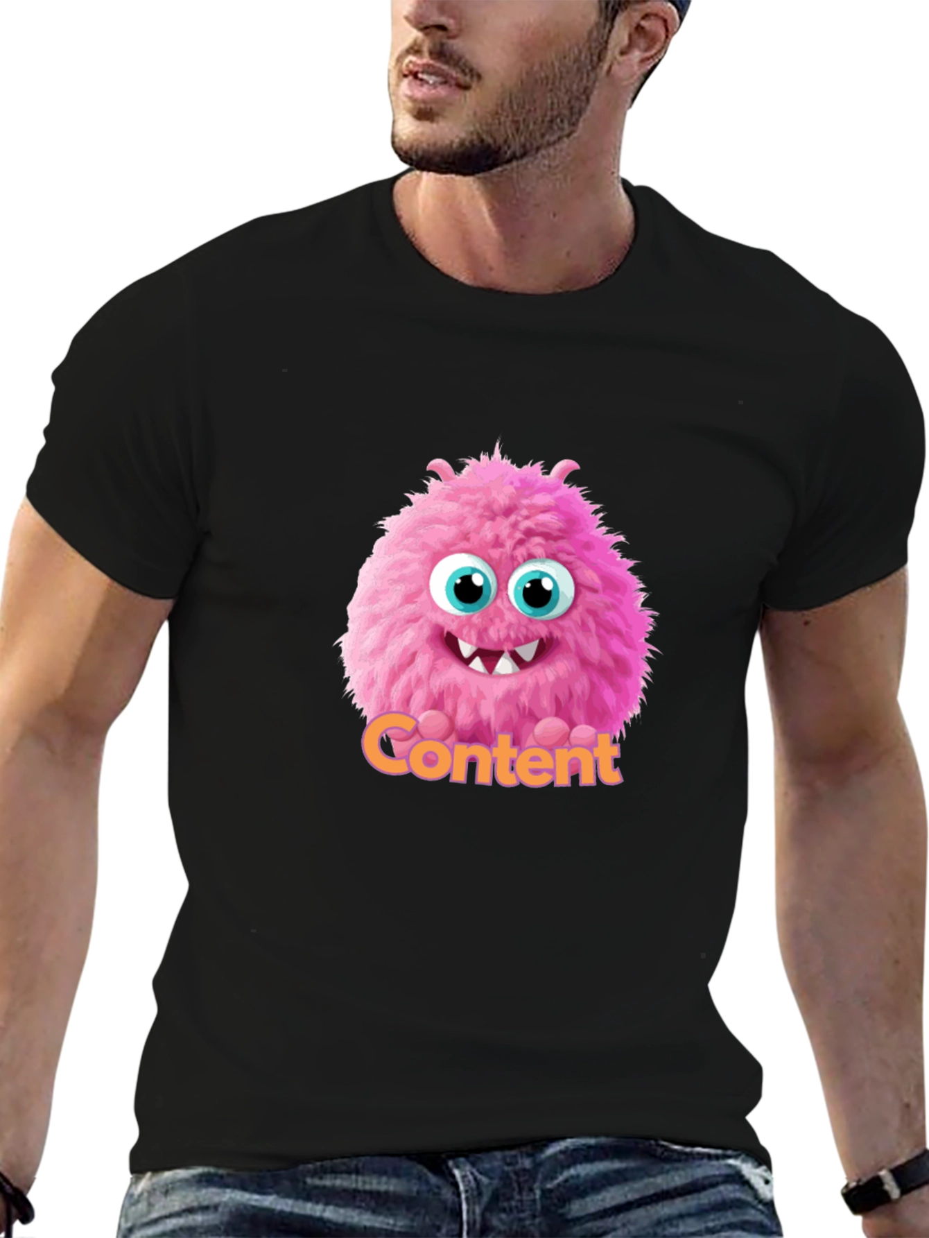 Content Monster Graphic T-Shirt - Black Cotton Tee