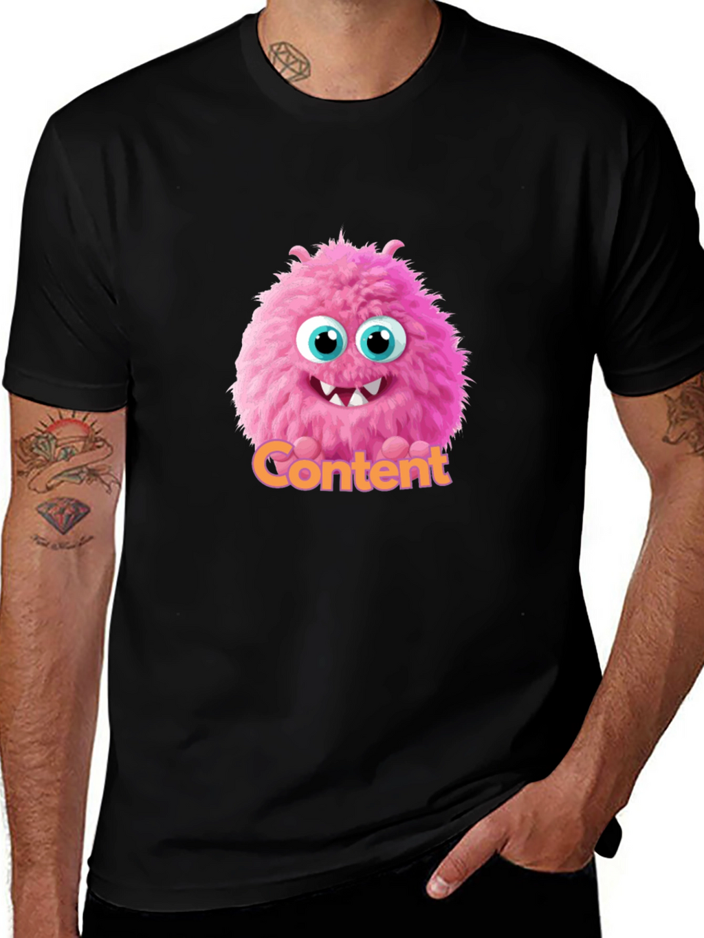 Content Monster Graphic T-Shirt - Black Cotton Tee