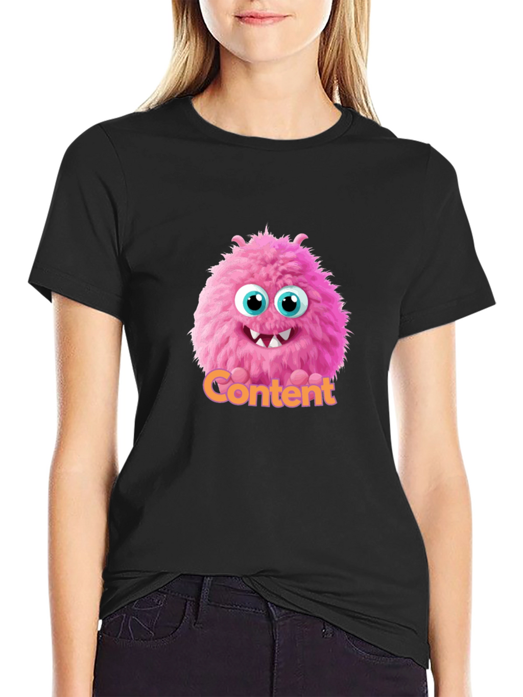 Content Monster Graphic T-Shirt - Black Cotton Tee