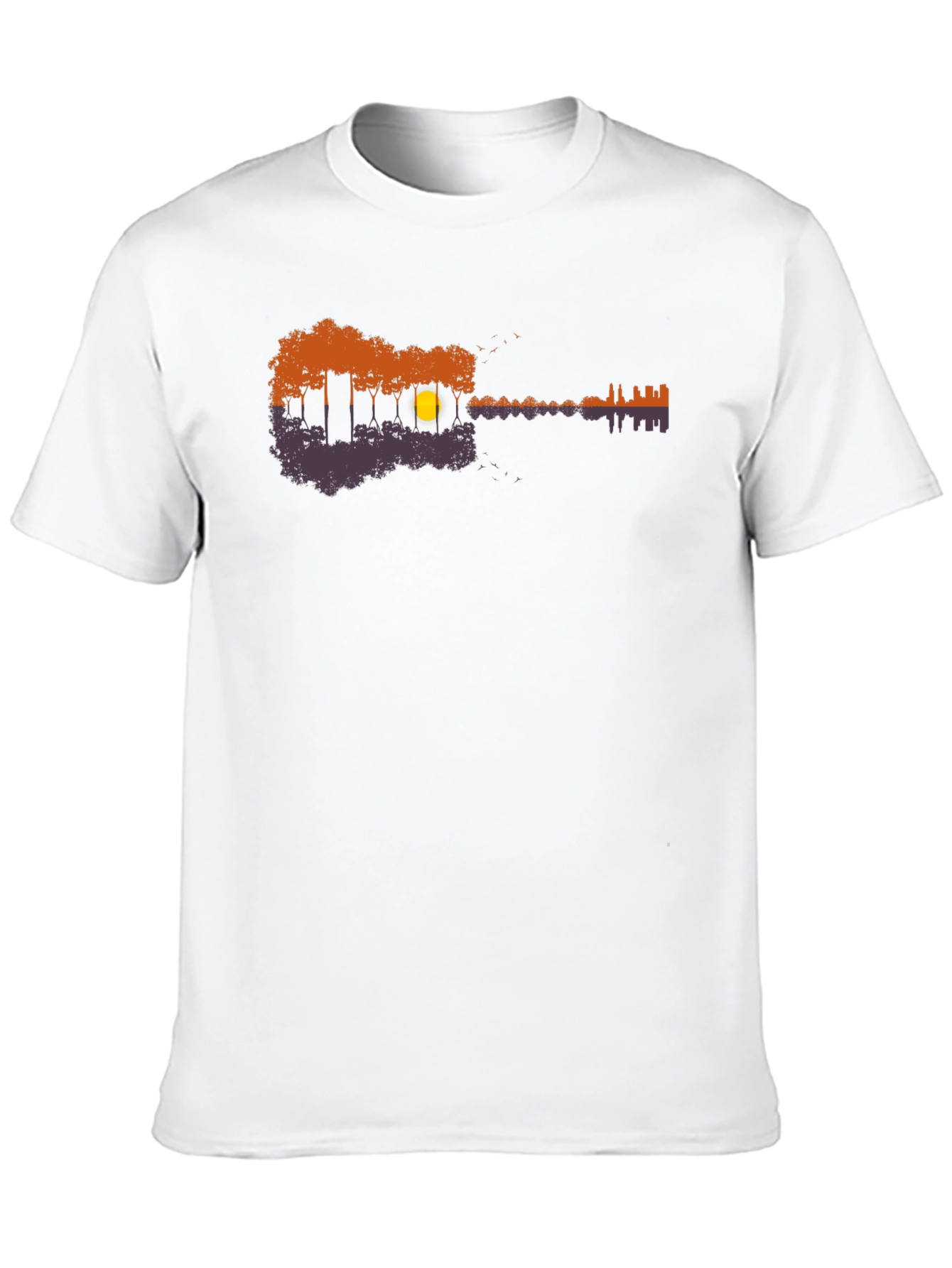 Guitar Nature Scene Black T-Shirt