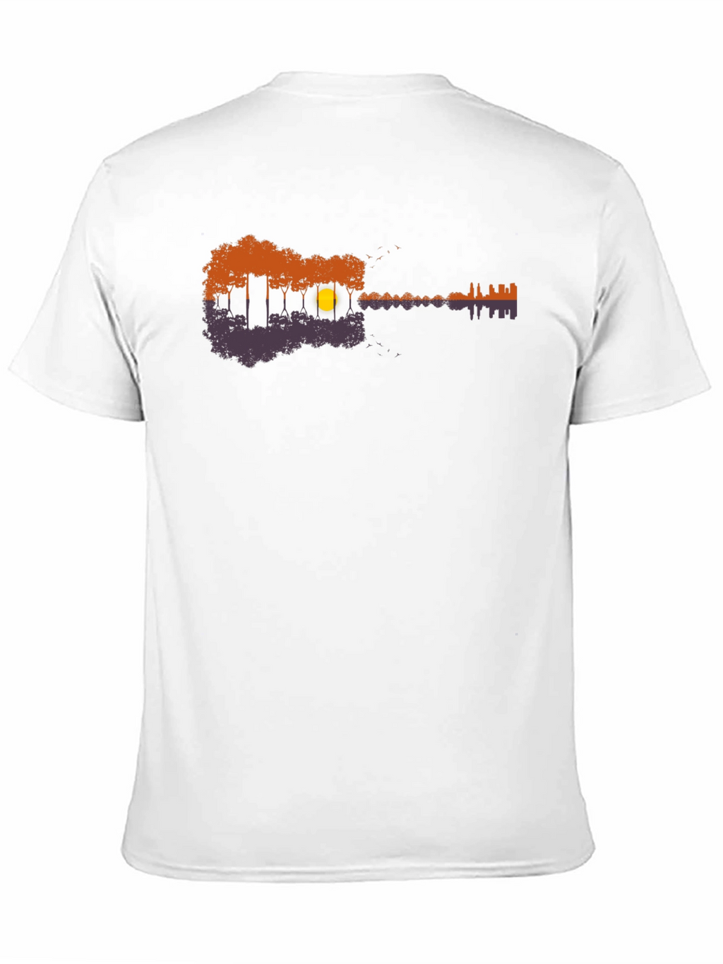 Guitar Nature Scene Black T-Shirt