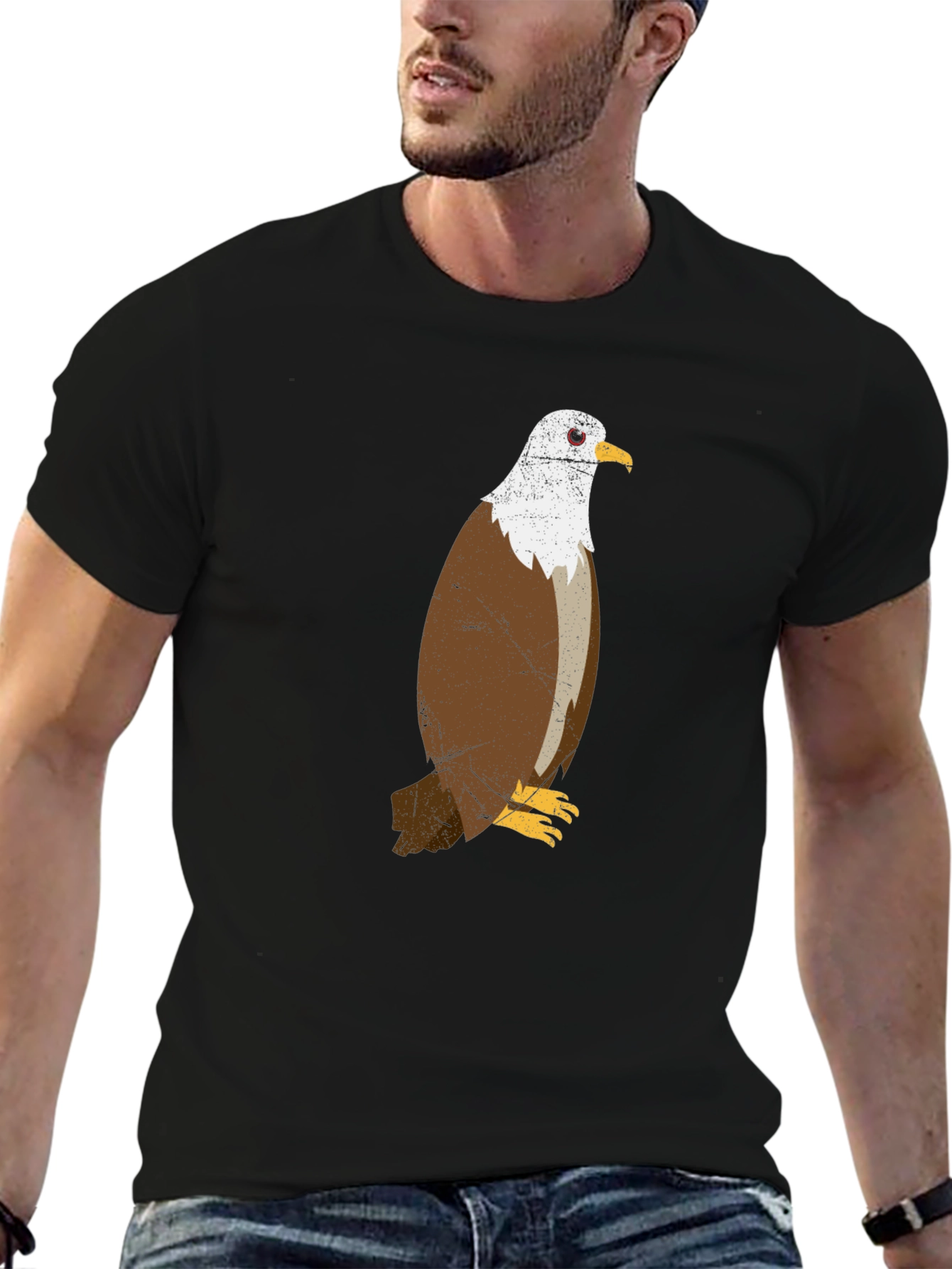 Eagle Graphic Print Mens Black T-Shirt