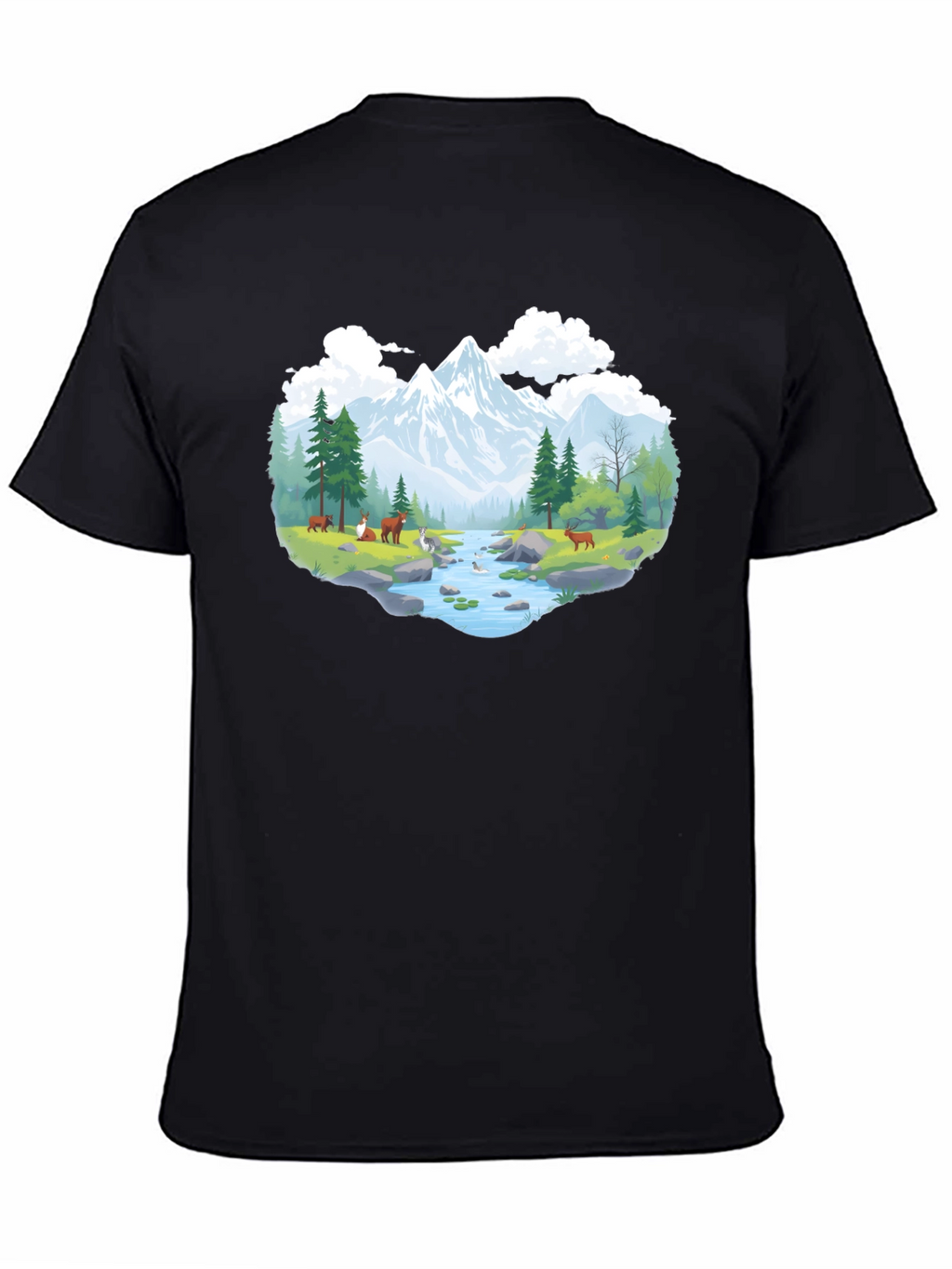 Nature Scene Graphic Tee - Black Cotton