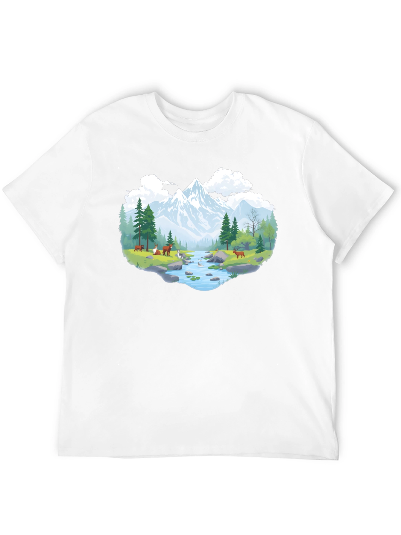 Nature Scene Graphic Tee - Black Cotton