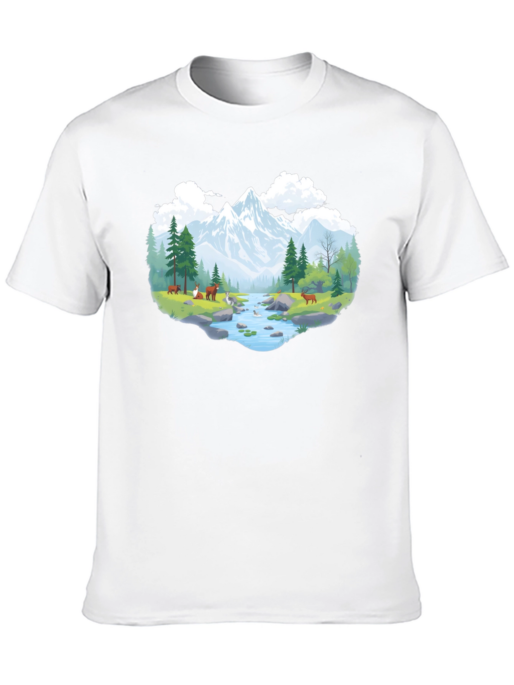 Nature Scene Graphic Tee - Black Cotton