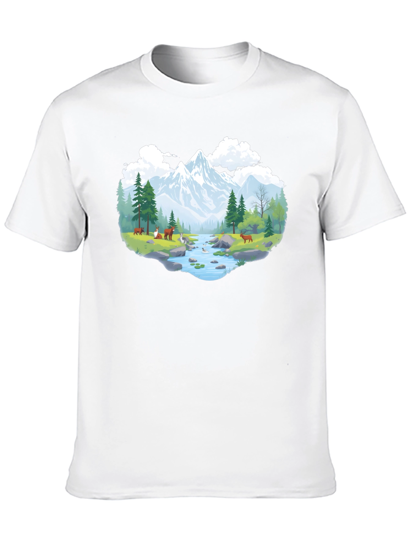 Nature Scene Graphic Tee - Black Cotton