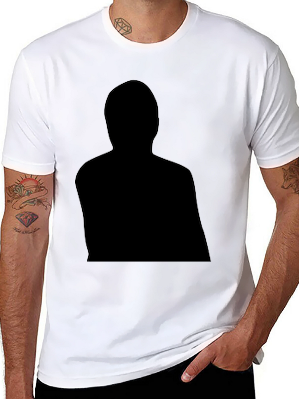 Black Graphic Tee - Mystery Man Silhouette