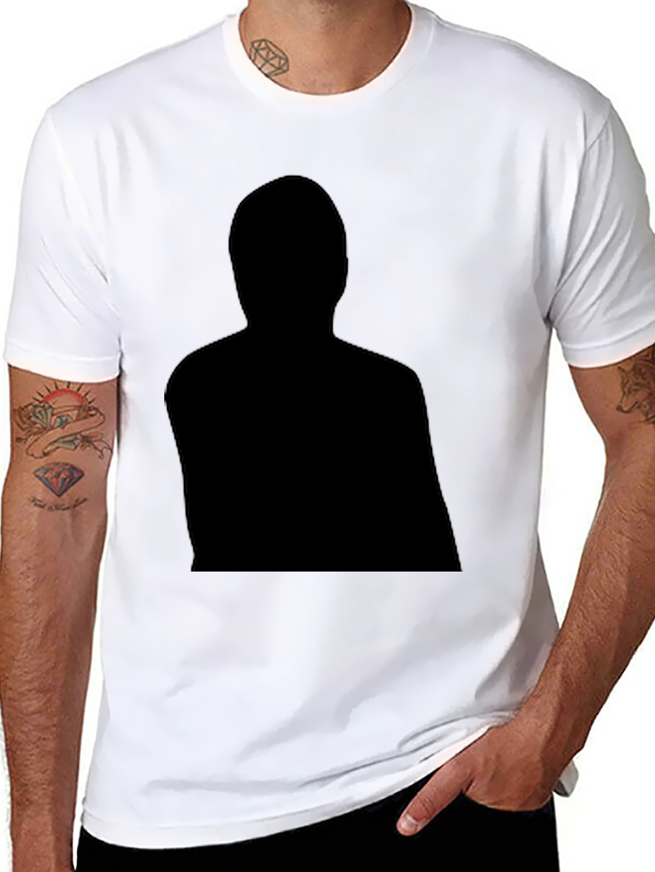Black Graphic Tee - Mystery Man Silhouette