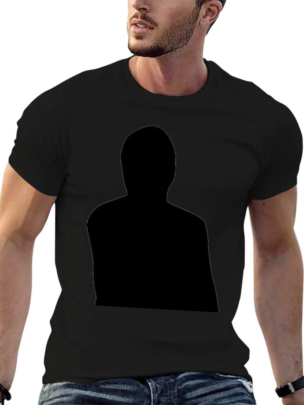 Black Graphic Tee - Mystery Man Silhouette
