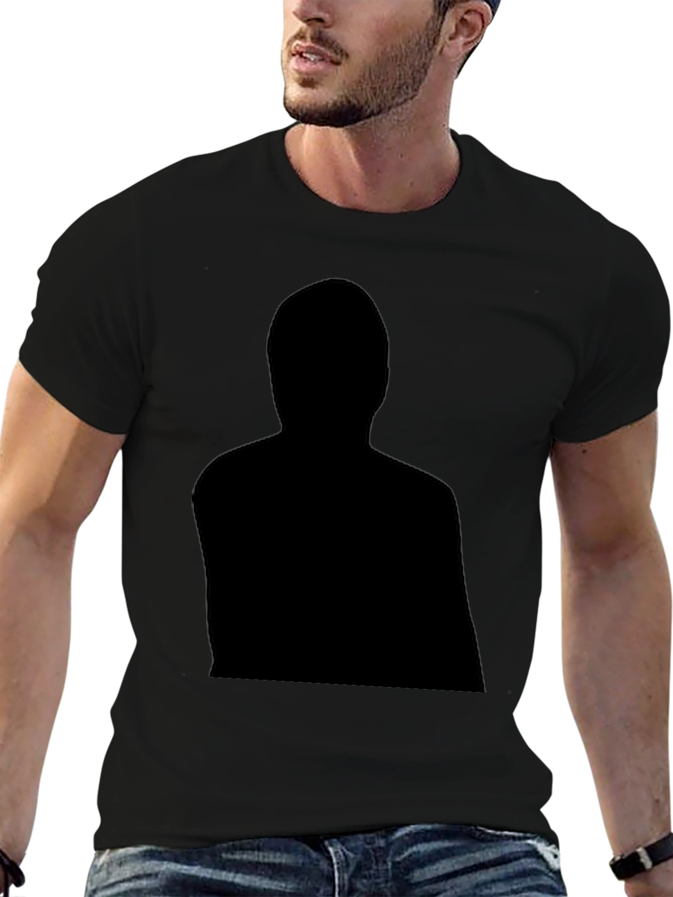 Black Graphic Tee - Mystery Man Silhouette