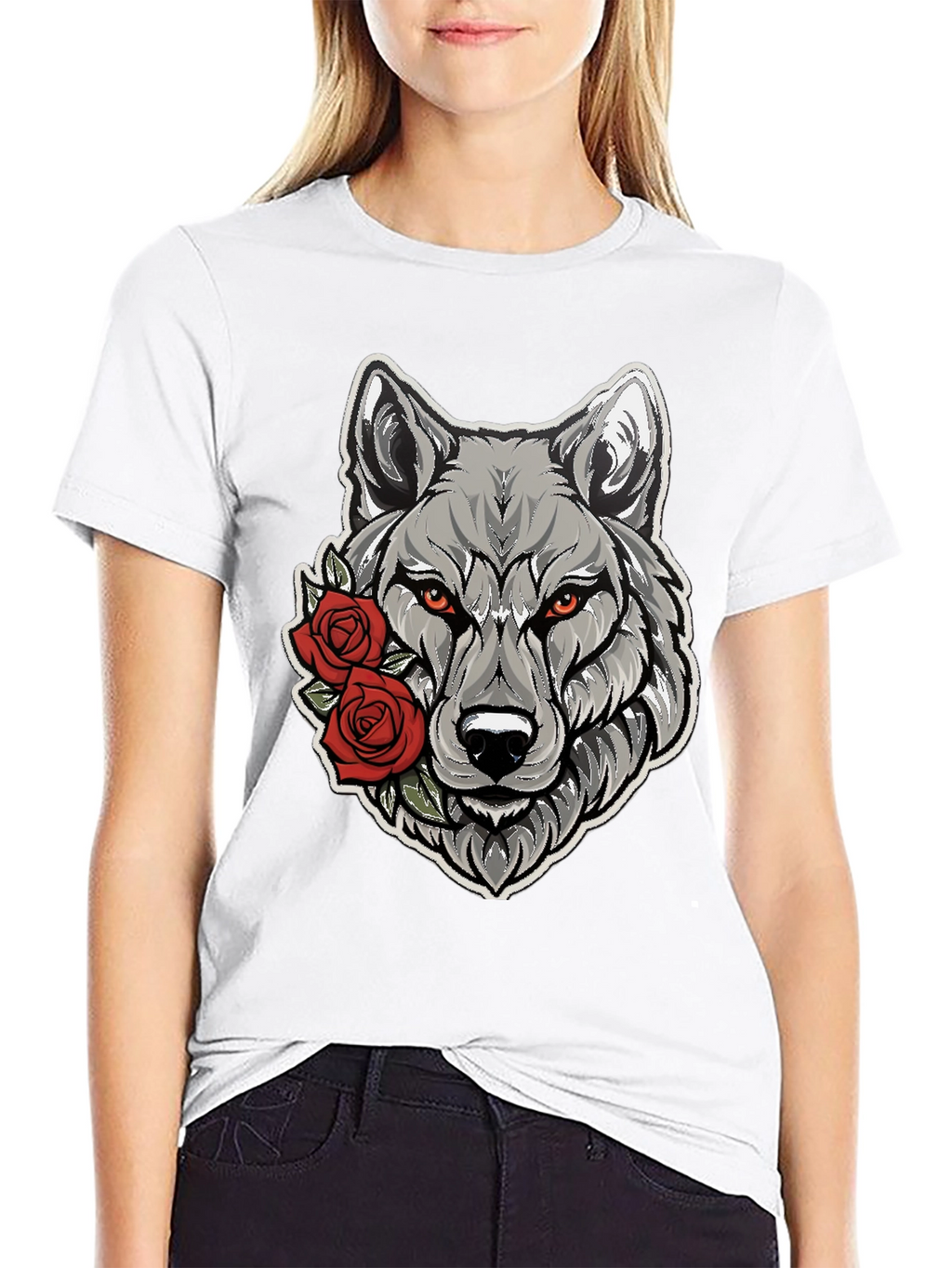 Wolf & Roses Graphic Tee - Mens Black T-Shirt