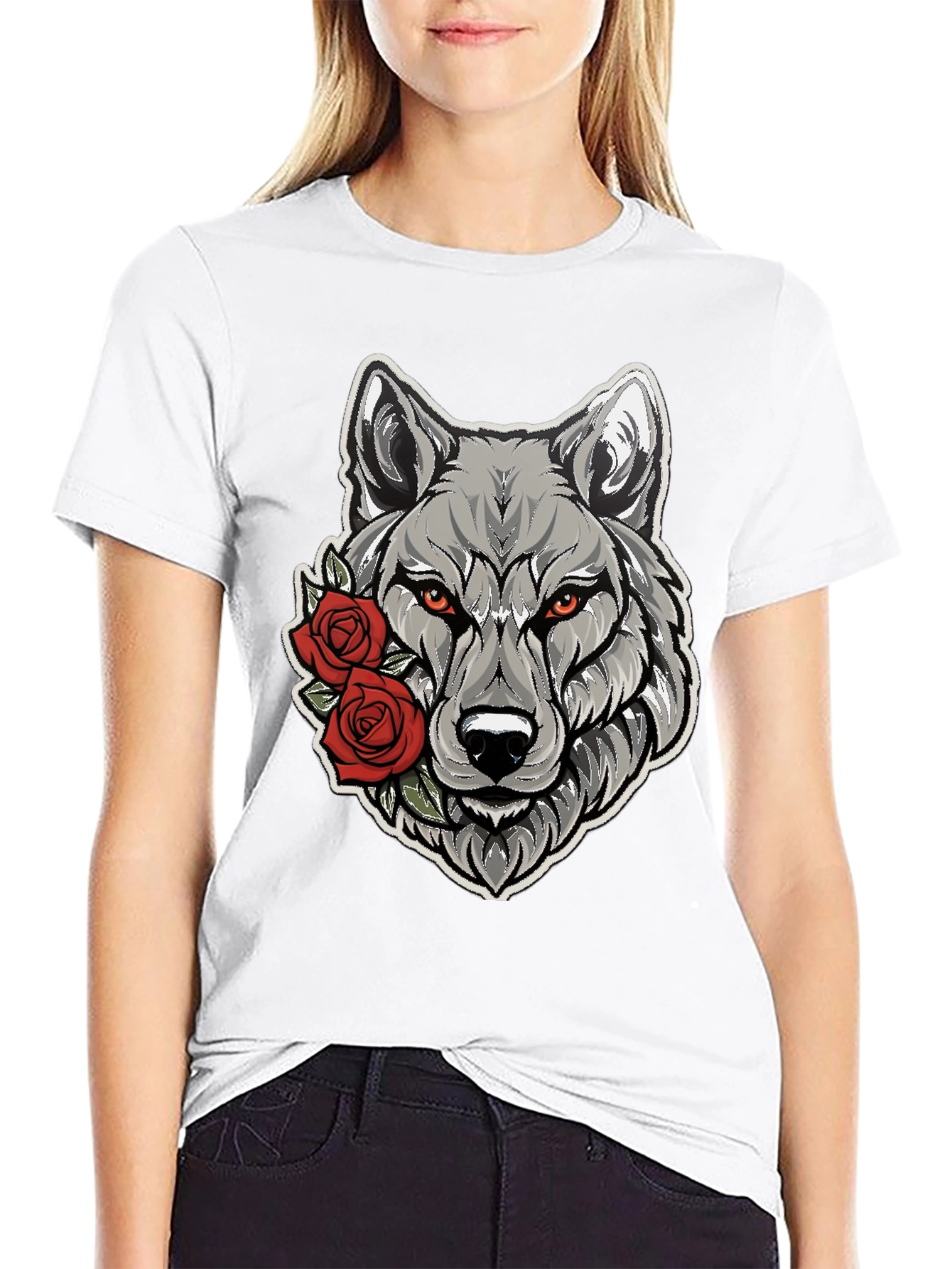 Wolf & Roses Graphic Tee - Mens Black T-Shirt