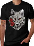 Wolf & Roses Graphic Tee - Mens Black T-Shirt