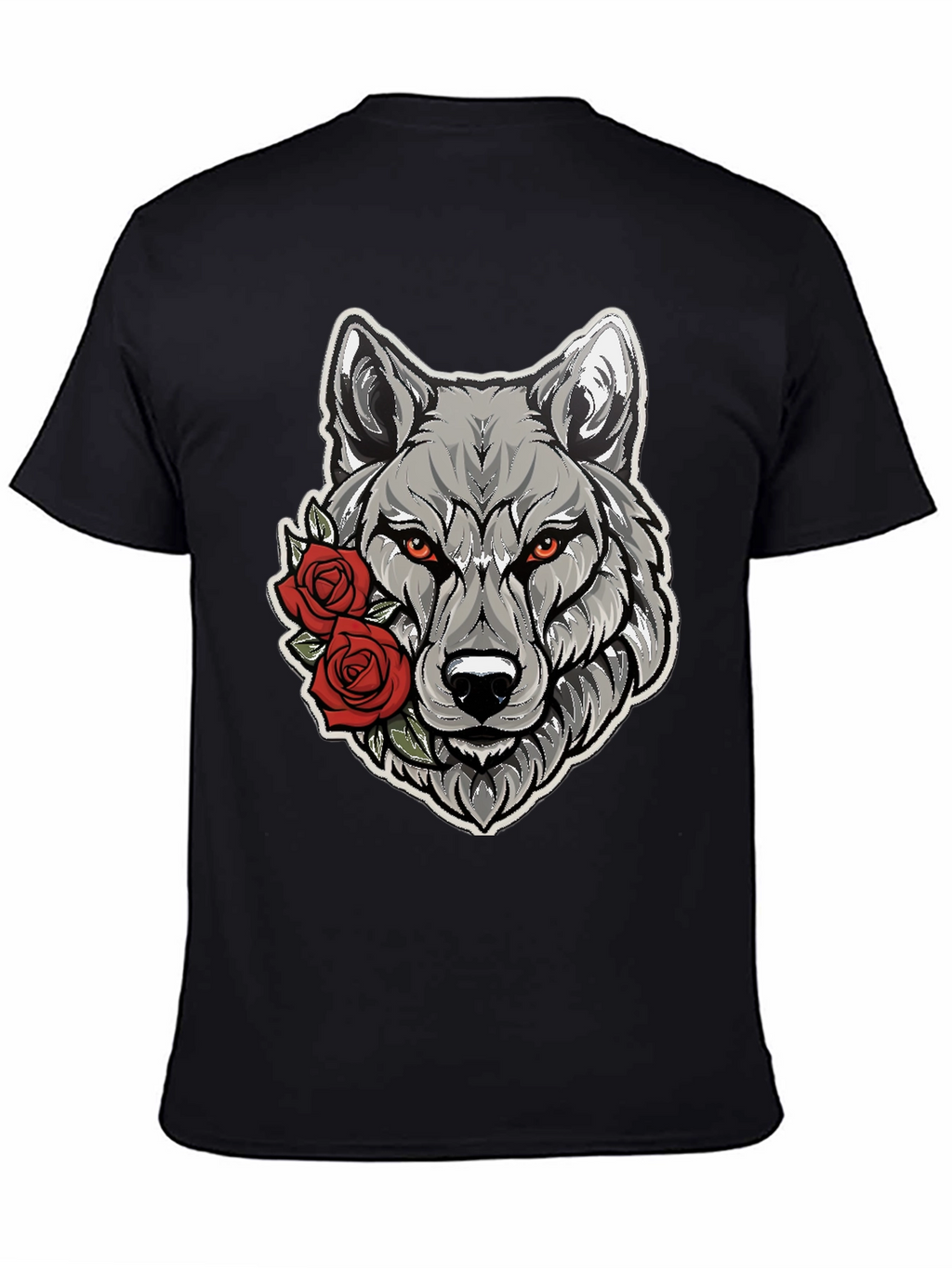 Wolf & Roses Graphic Tee - Mens Black T-Shirt