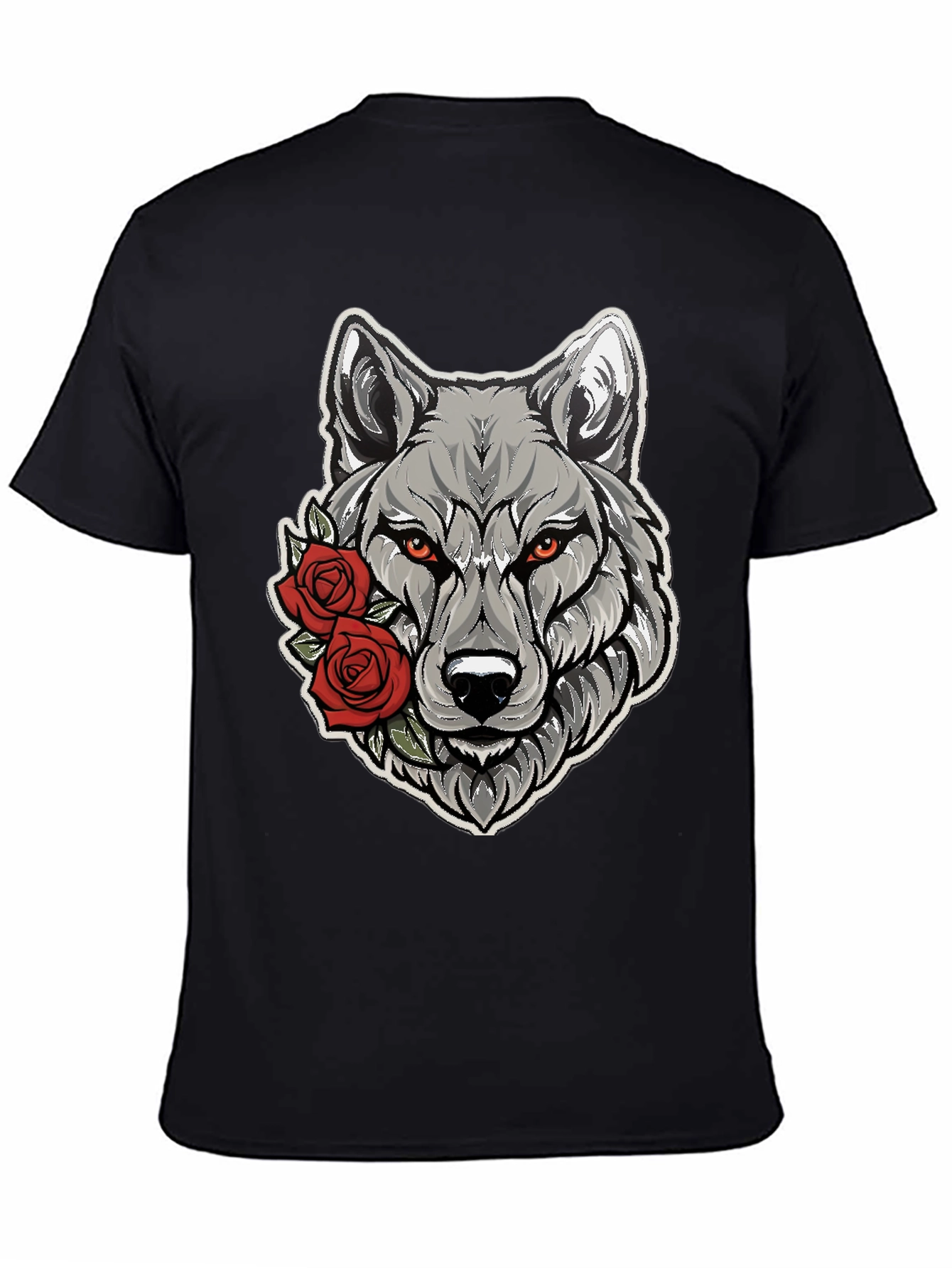 Wolf & Roses Graphic Tee - Mens Black T-Shirt