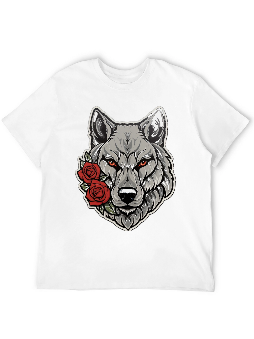 Wolf & Roses Graphic Tee - Mens Black T-Shirt