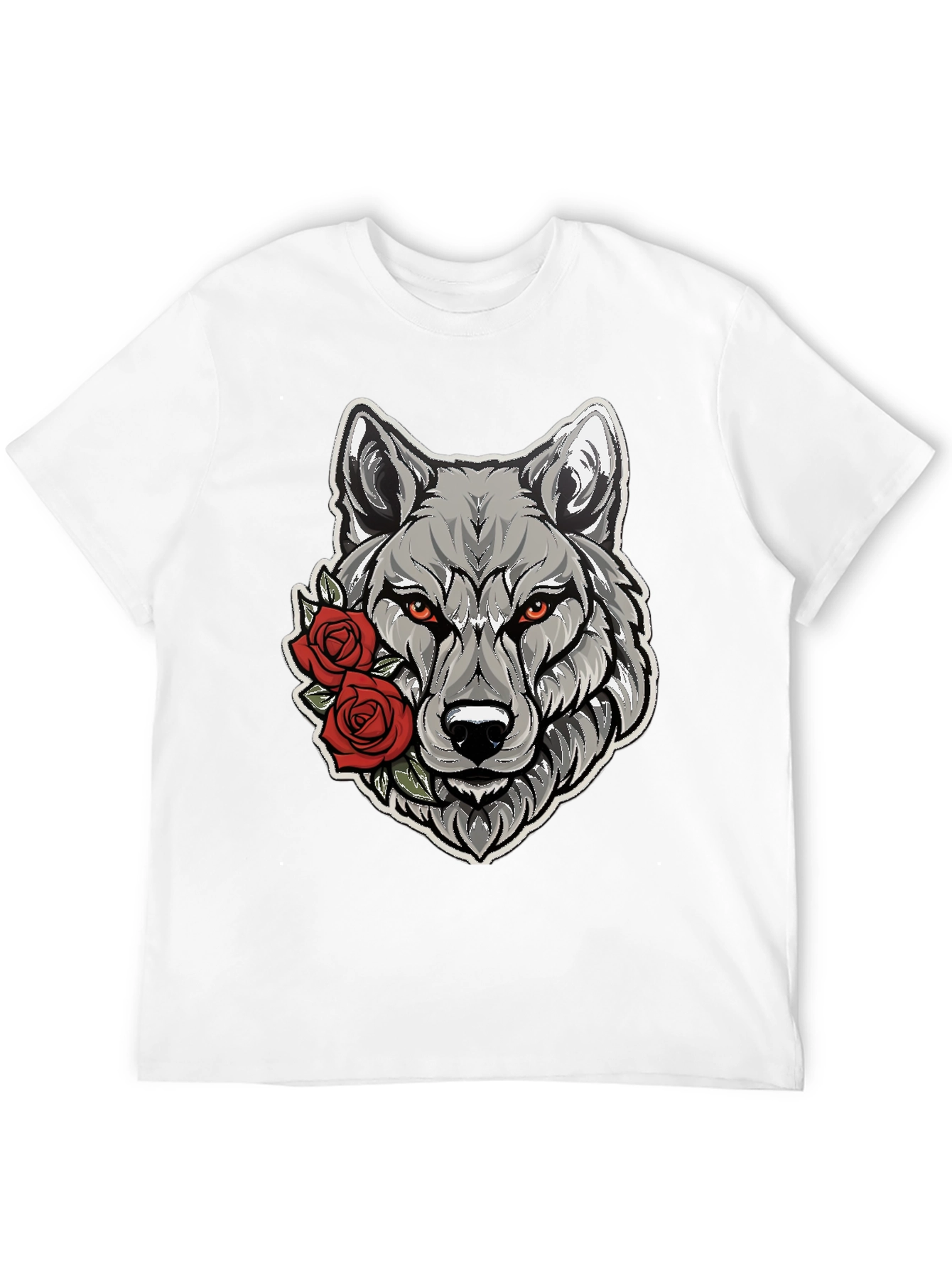 Wolf & Roses Graphic Tee - Mens Black T-Shirt