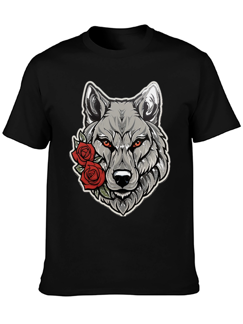 Wolf & Roses Graphic Tee - Mens Black T-Shirt