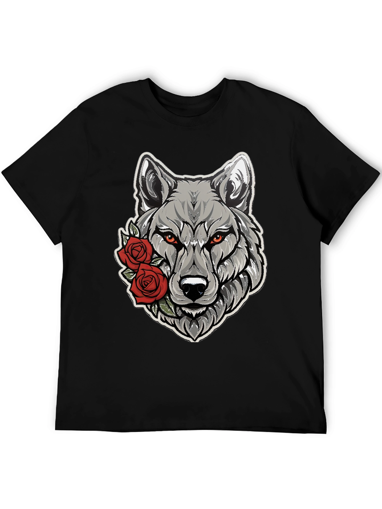 Wolf & Roses Graphic Tee - Mens Black T-Shirt