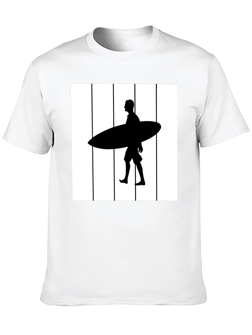 Surfer Silhouette Graphic Tee - Black Cotton Blend