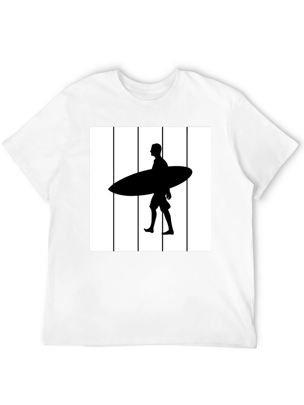 Surfer Silhouette Graphic Tee - Black Cotton Blend