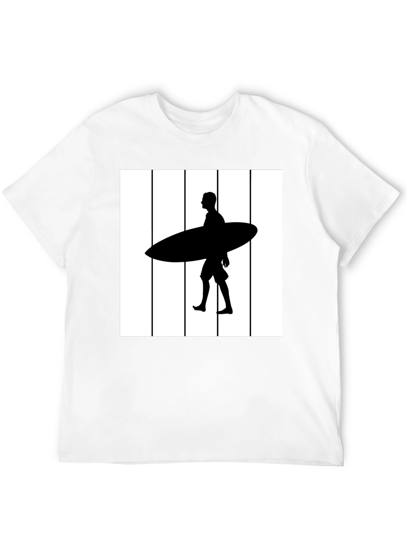 Surfer Silhouette Graphic Tee - Black Cotton Blend