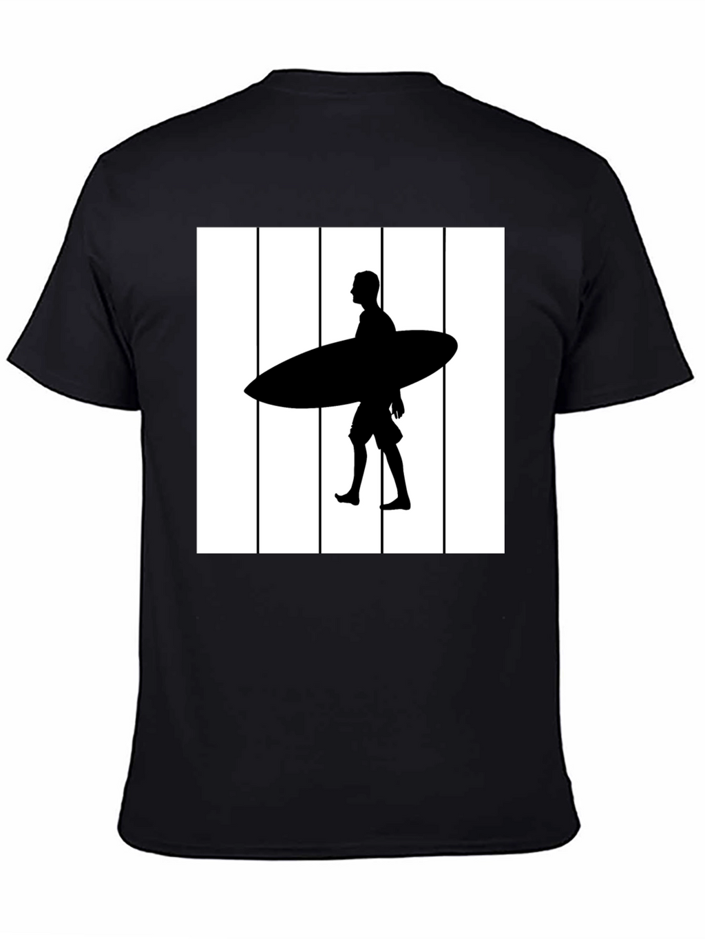 Surfer Silhouette Graphic Tee - Black Cotton Blend